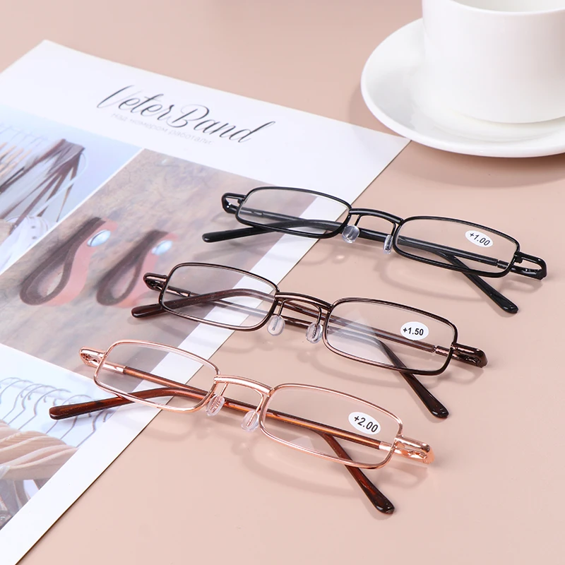 Elegant Portable Mini Reading Glasses Metal Frame Pen Box Presbyopia Eyeglasses With Box