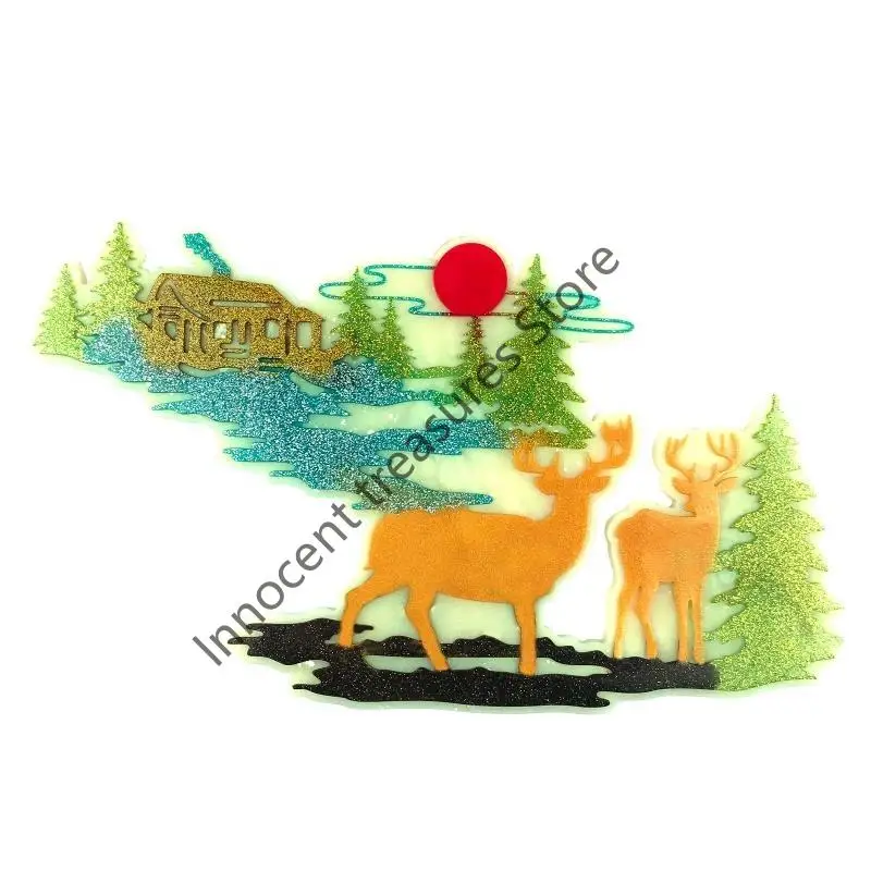 

3XUA Glossy Silicone Elk Molds Wall-mounted Christmas Deer Mold DIY Ornaments Pendant