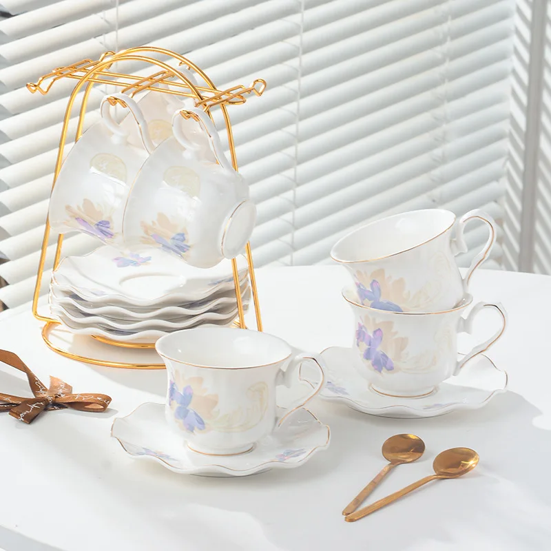 Bone porcelain coffee cup and plate set