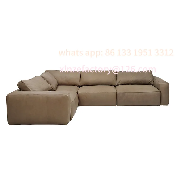 

Customizable Nordic light luxury L-shaped combination modern simple lazy lying living room sofa leather sofa
