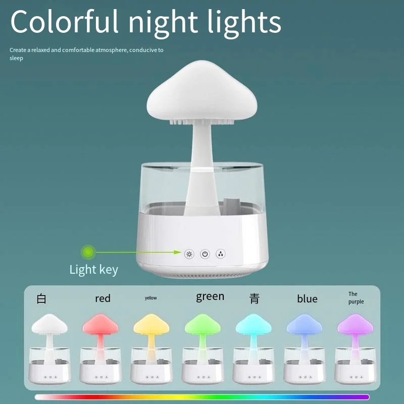 Rain Cloud Air Humidifiers 300ml with 7 Colors Mood Light Aroma Diffuser White Noise Raindrop Humidifiers for Home Bedroom Gift