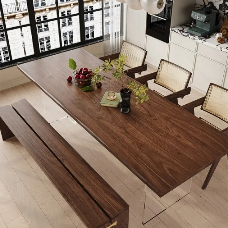 North American black walnut dining table acrylic suspended desk