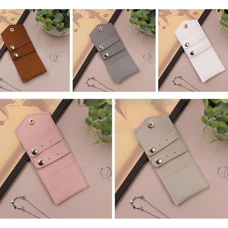 Spot Microfiber Leather Soft Portable Fashionable Small Jewelry RollBag Earrings Rings Earrings Necklaces Small Item Storage Bag