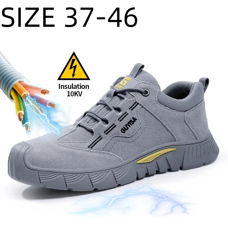 GUYISA Men Safety Shoes Electrician Shoes Insulation 10KV Anti Scalding Welder Steel Toe Security Protection Shoes Size 37-46