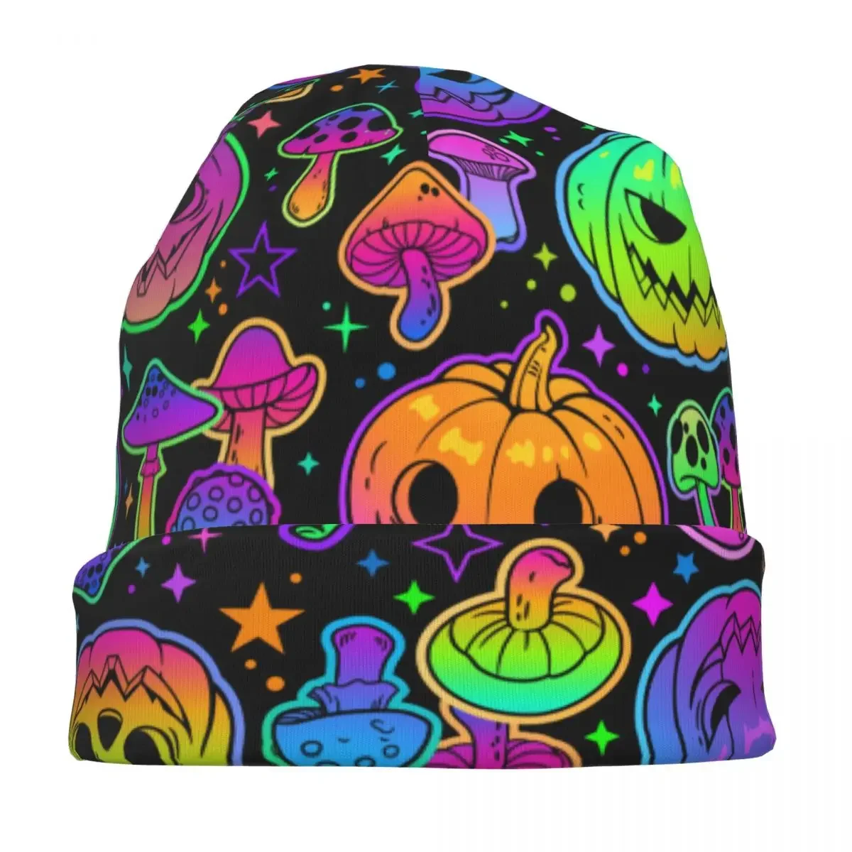 Magic Mushrooms And Pumpkins Cap Vintage Autumn Winter Skullies Beanies Hat Summer Warm Thermal Elastic Bonnet Knitting Hats