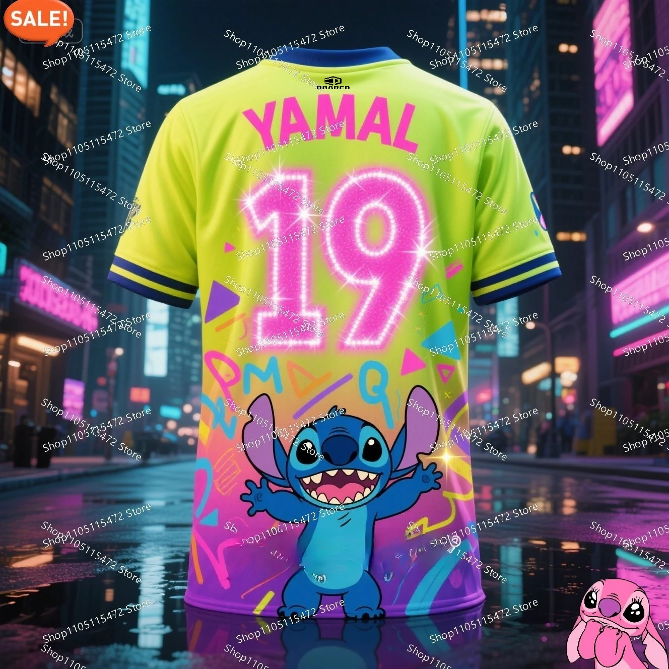 طباعة ثلاثية الأبعاد غرزة و يامال التعاون كرة القدم Ai تي شيرت لطيف وأنيق مريح الصيف الاطفال الكبار بنين بنات RBARED #3