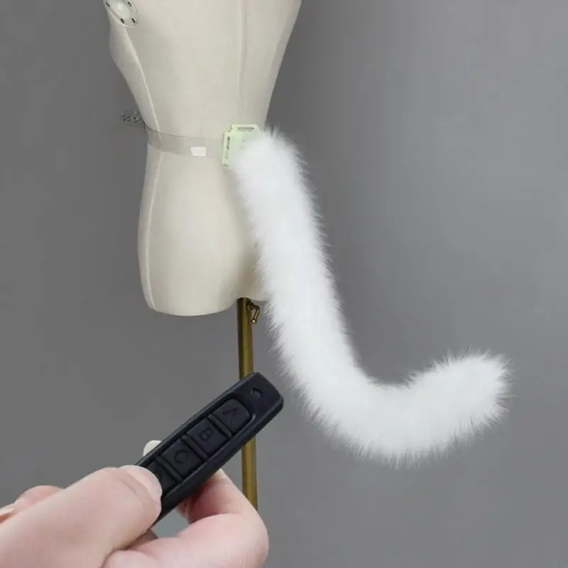 

270D Lovely Plush Tail Remote Control Animal Tail Cats Tail Wagging Tail for Halloween Christmas Carnival Party