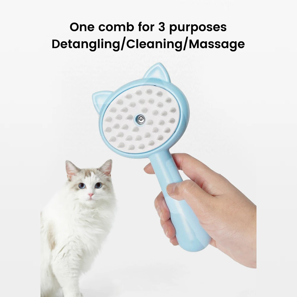 

Steam Cat Brush Pet Hair Cleaner Brush With Smooth Comb Teeth Spray Port Design Rechargeable Dog & Cat Hair Cleaning Brush