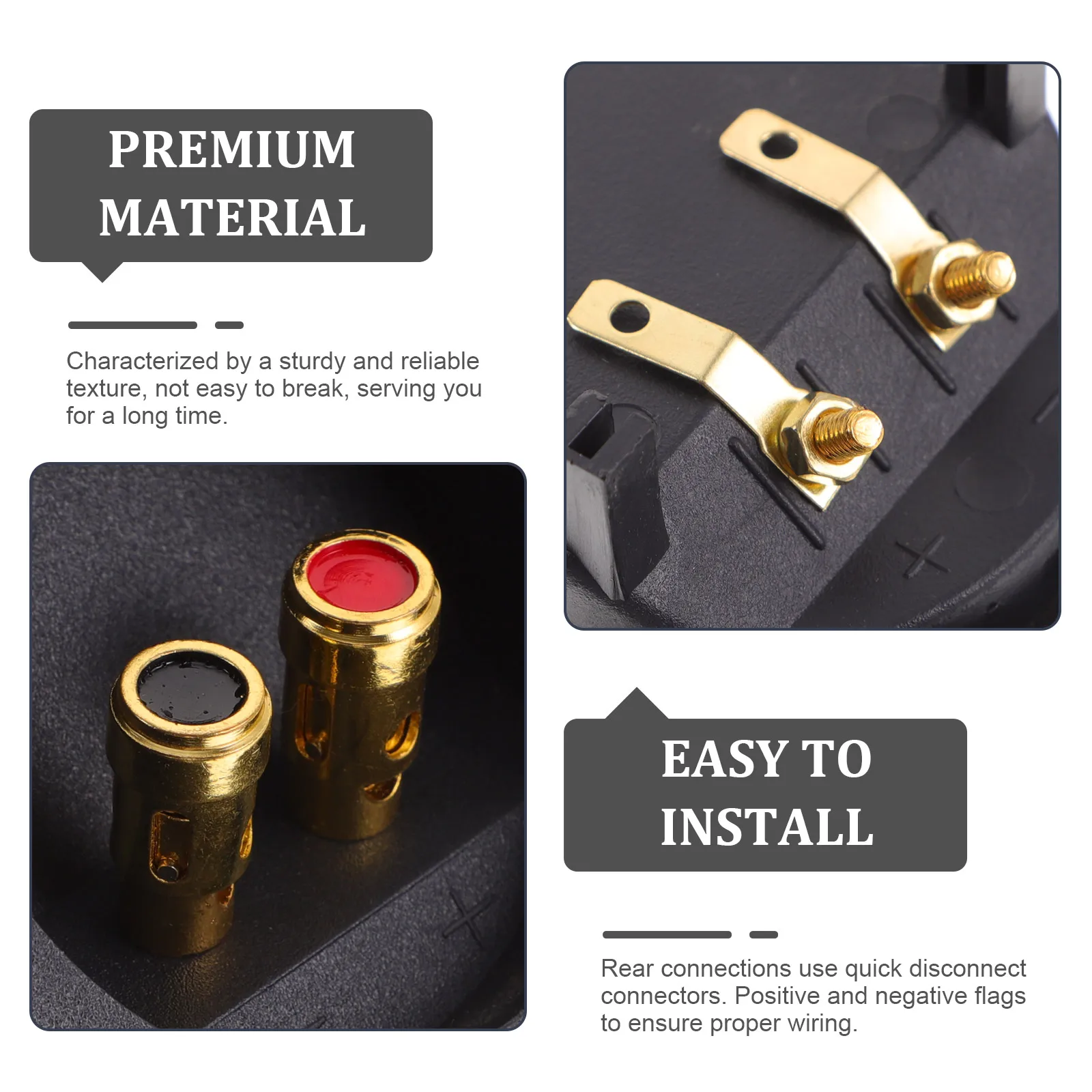

2Pcs Speaker Box Terminal ABS Zinc Alloy Gold Plated Easy Install Quick Disconnect Speaker Wire Connector Subwoofer Adapter
