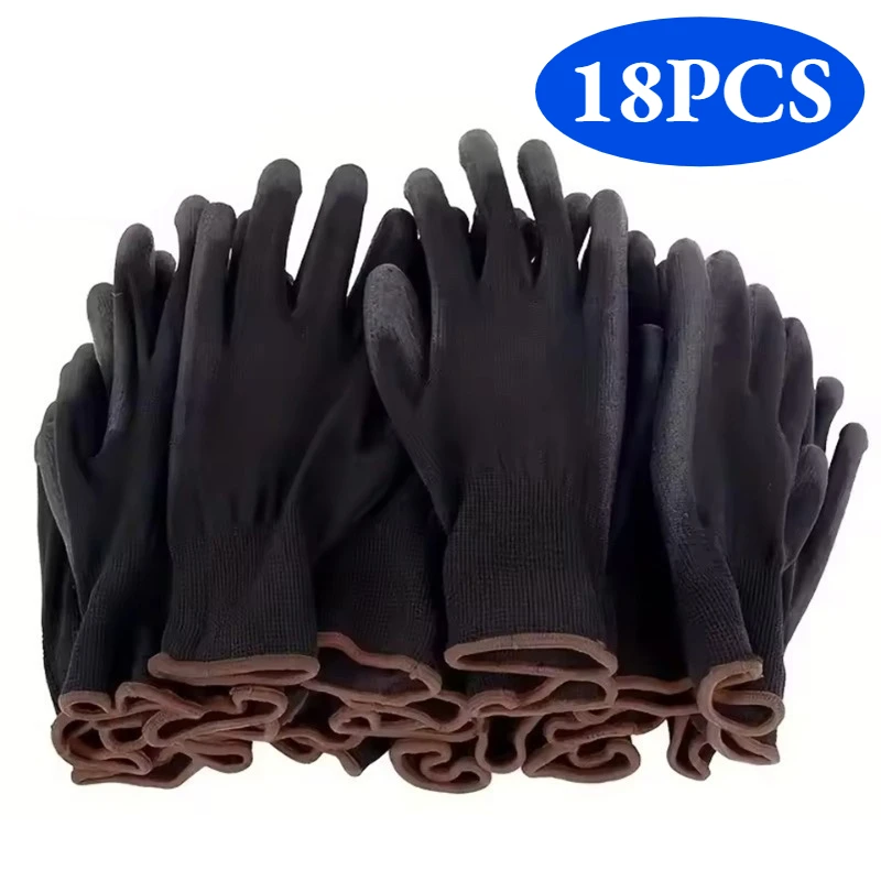 6/12/18PCS PU-coatinghandschoenen Antislip Multi-scenario Nylon PU-werkhandschoenen Veiligheid Duurzaam Tuinmachines Auto-reparatie