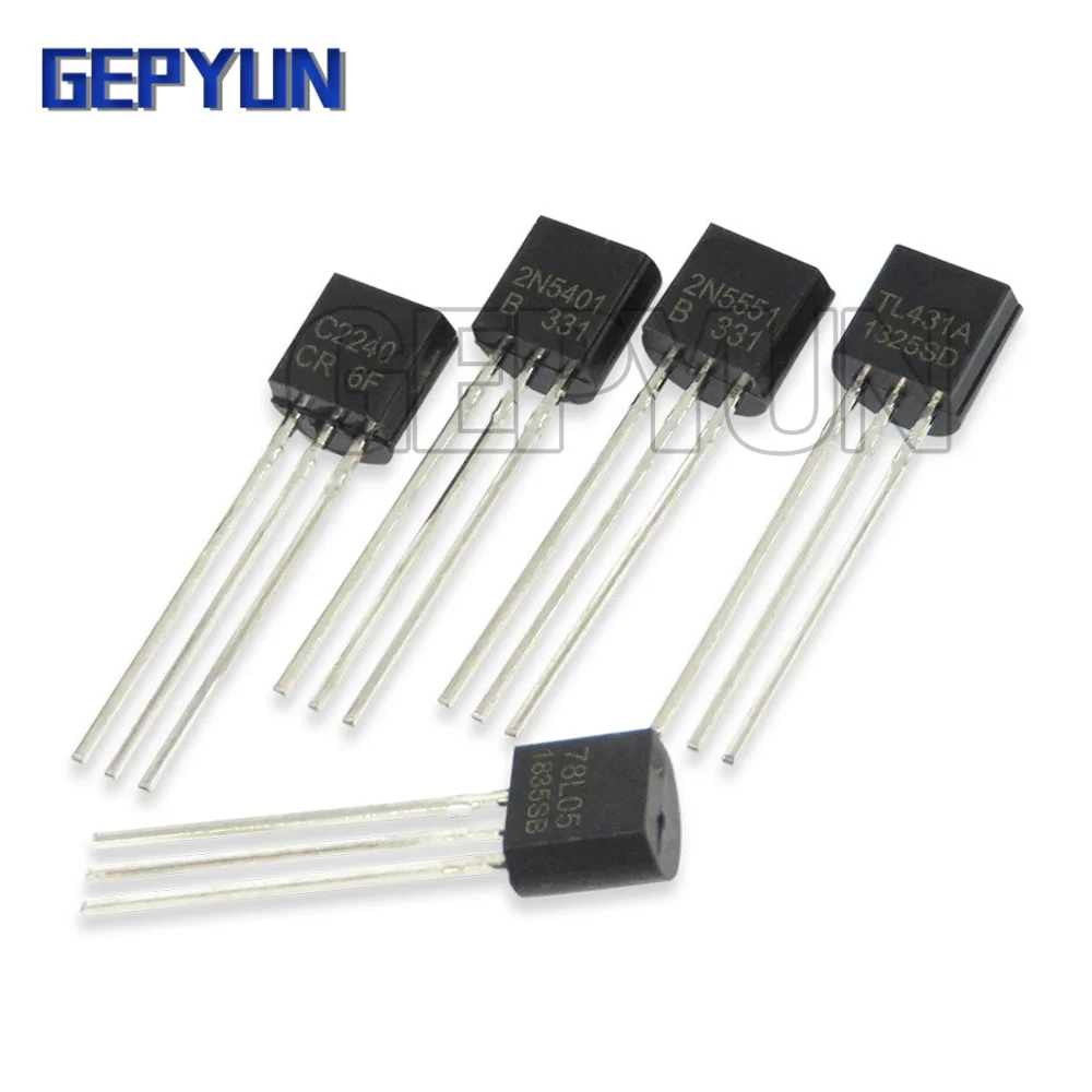 100pcs 2N5401 2N5551 TL431 78L05 2SA970 2SC2240 A970 A2240 2SA1266 2SC3198 2SC3355 2SD965 2SA992 TO-92 hjxrhgal transistor