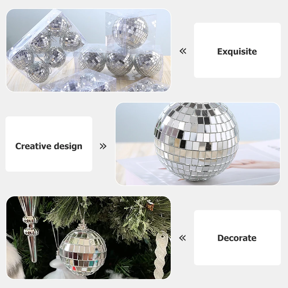 6pcs Mirror Ball Christmas Tree Decorations Reflective Hanging Foam Disco Balls Mirror Hanging mirror Party disco balls Small