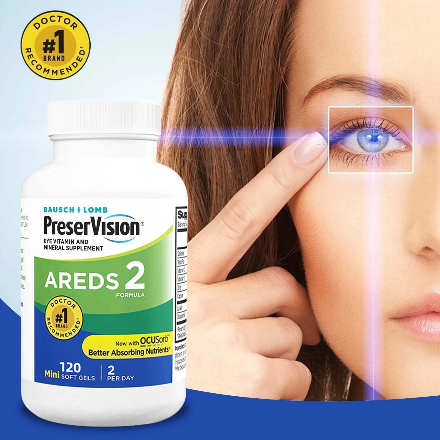 

Areds 2 Eye Vitamin and Mineral - Vision Health, Reduces Eye Fatigue and Dryness,Improve vision - Contains Lutein and Zeaxanthin