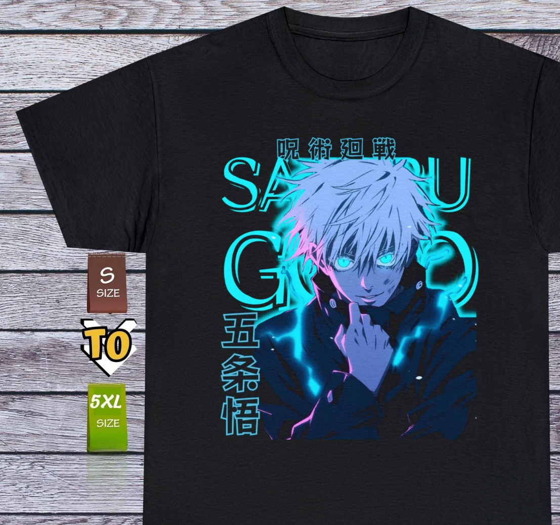 2026 Sommer Jujutsu Kaisen Anime Satoru Gojo Bedrucktes Lockeres Kurzarm-T-Shirt aus Reiner Baumwolle für Kinder Trendiges Unisex Casual Y2k