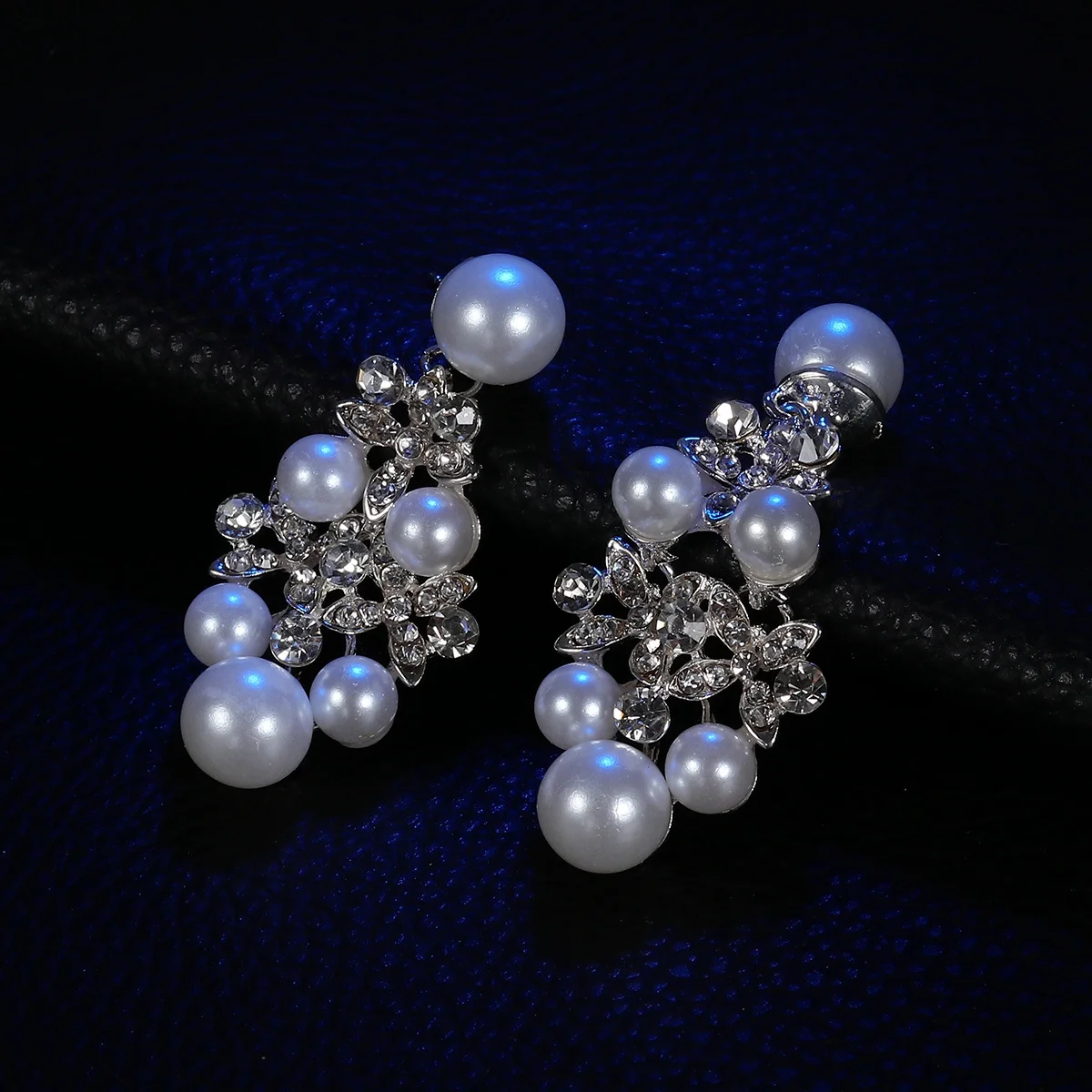 

Wedding Pearl Bridal Tiara Crown Necklace Earrings Set Elegant Rhinestone Crystal Jewelry for Bride Engagement Party