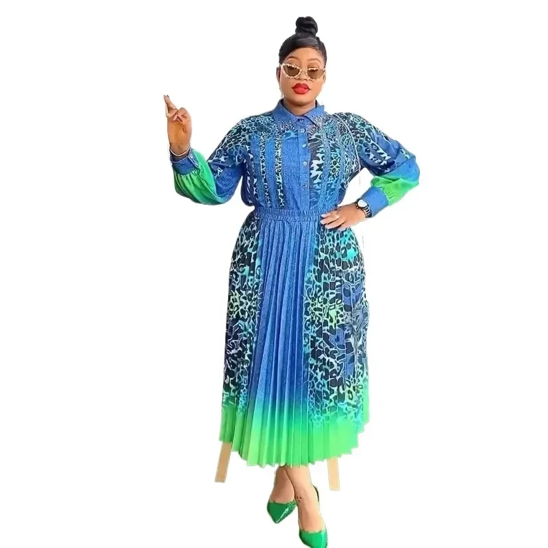 

Elegant African Dresses for Women 2024 New Summer Fashion 2 PCS Sets Tops And Skirts Suits Muslim Kaftan Chiffon Maxi Dress