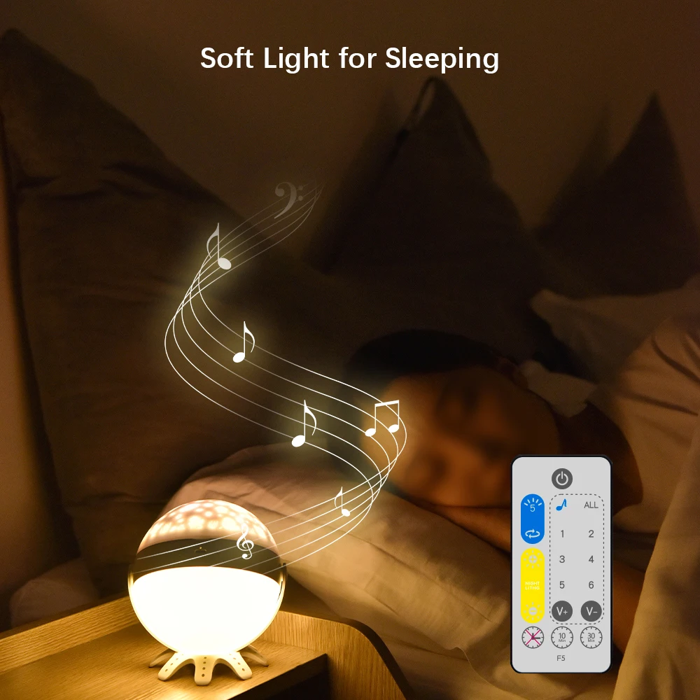 Night Light Kids, Star Night Light Projector with Music Remote, 360° Rotating Baby Night Lights, Star Projector Toys for Toddler