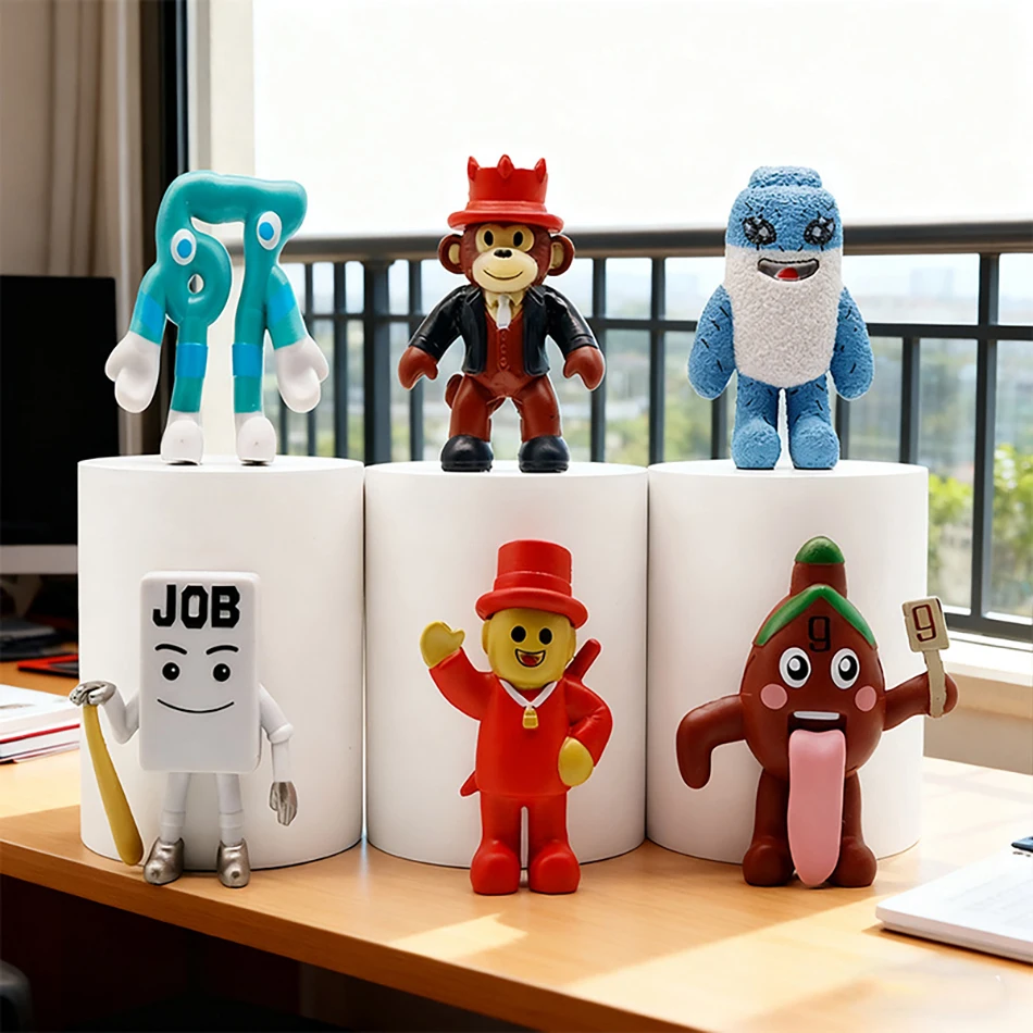 6 szt./zestaw Figurka Anime Steal A Brainrot Blue nr 67, uroczy model kolekcjonerski, dekoracja na biurko, zabawka, prezent urodzinowy dla dzieci