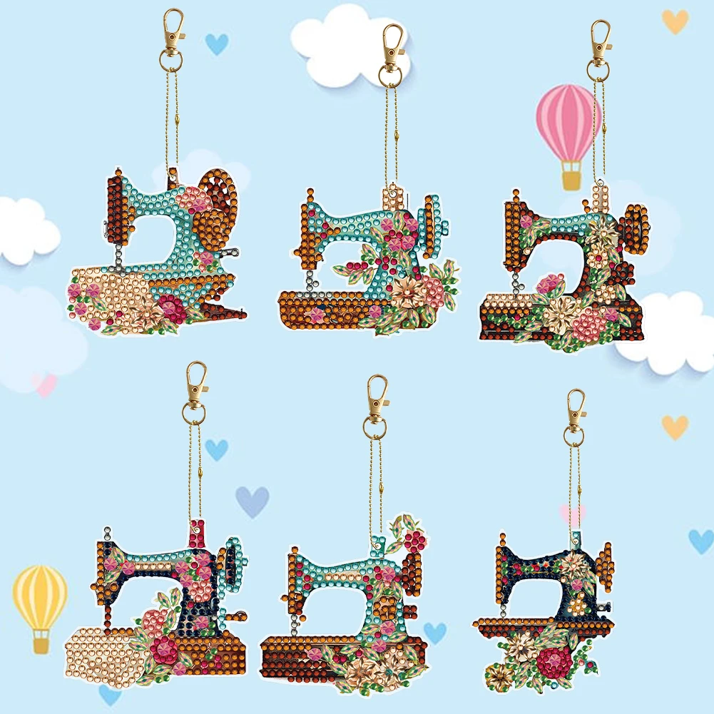 

DIY алмазные художественные брелоки двусторонние 6 шт. полная дрель бриллианты подвески швейная машина специальной формы для начинающих домашний декор