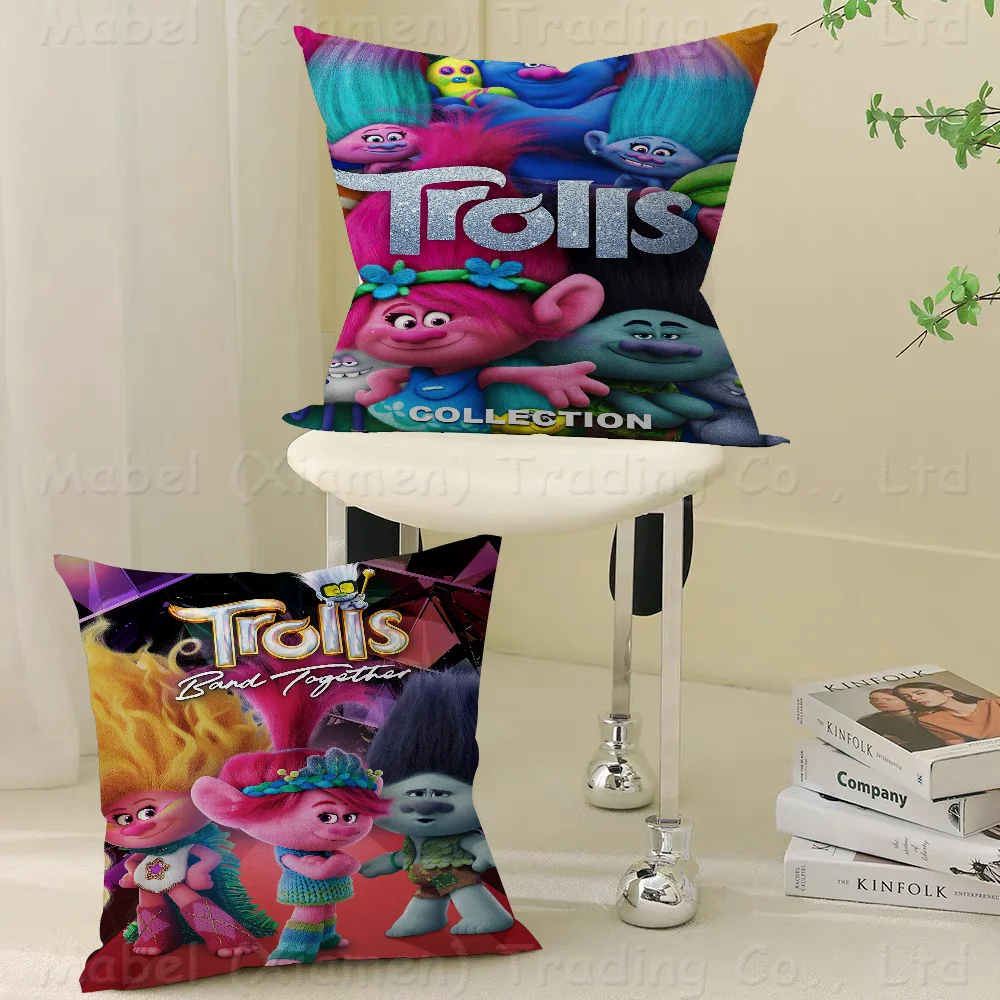 

Trolls Band T-Together Cartoon Office Cushion Pillowcase Car Cushion Cover45X45CM Lumbar Pillowcase Sofa Pillowcover