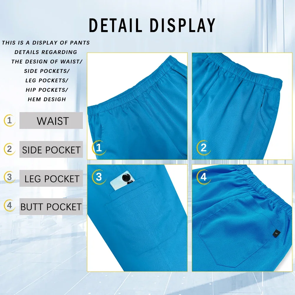 ชุดขัด Unisex โรงพยาบาลพยาบาล Workwear ผ่าตัดทางการแพทย์หมอพยาบาลตรงกางเกงชุดทันตแพทย์ Overalls Clinical เครื่องแบบ