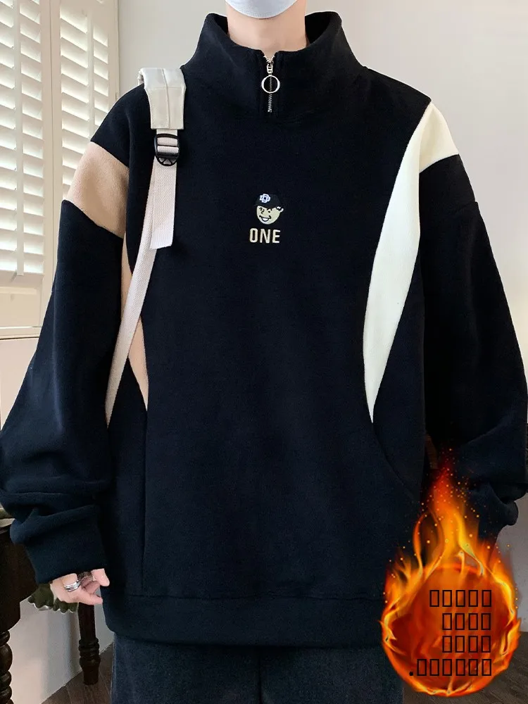 

Мужская утепленная толстовка Oavel Fce на молнии, повседневная, осенне-зимняя, теплая верхняя одежда с длинным рукавом, удобная, хлопковая