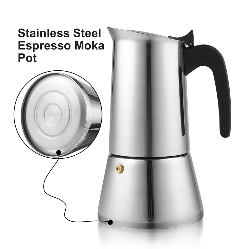 

Stainless Steel Italian Espresso Stovetop Coffee Maker Moka Pot