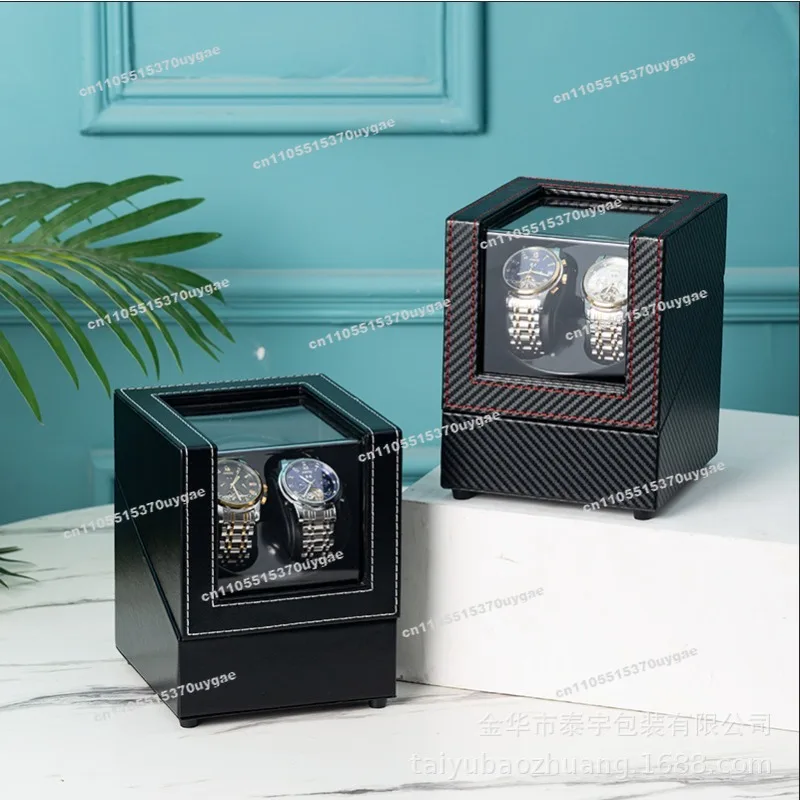 Watch Shaker 2-position PU Shaker Double Head Carbon Fiber Watch Shaker Mechanical Watch Automatic Box
