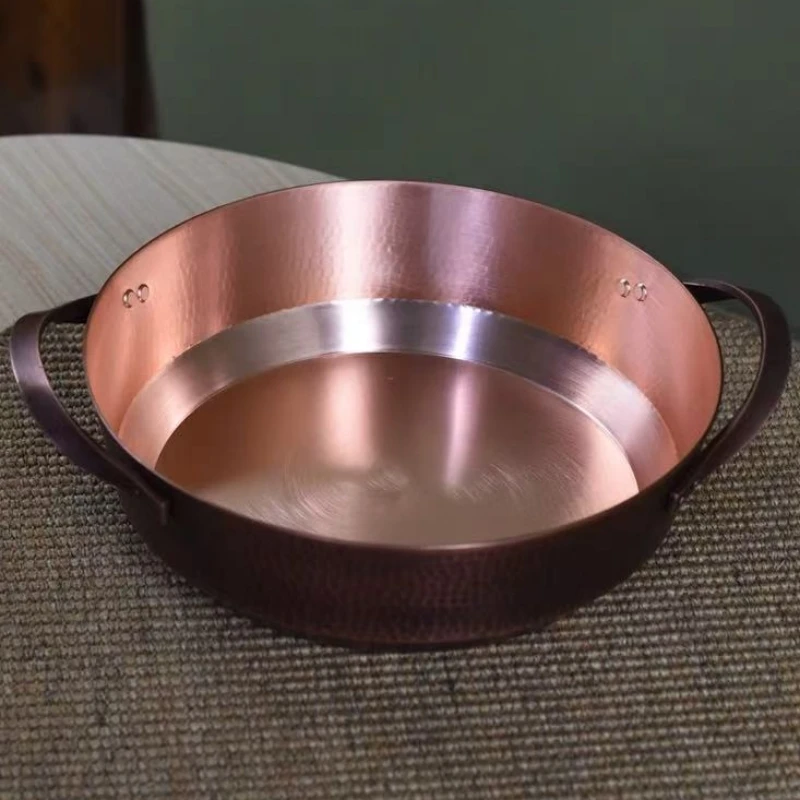 

Handcrafted Copper Pot,Hot Pot Cooking Utensil for Boiling,Simmering and Pasta Stewing,Vintage Hammer Texture 24 cm Handheld Pot