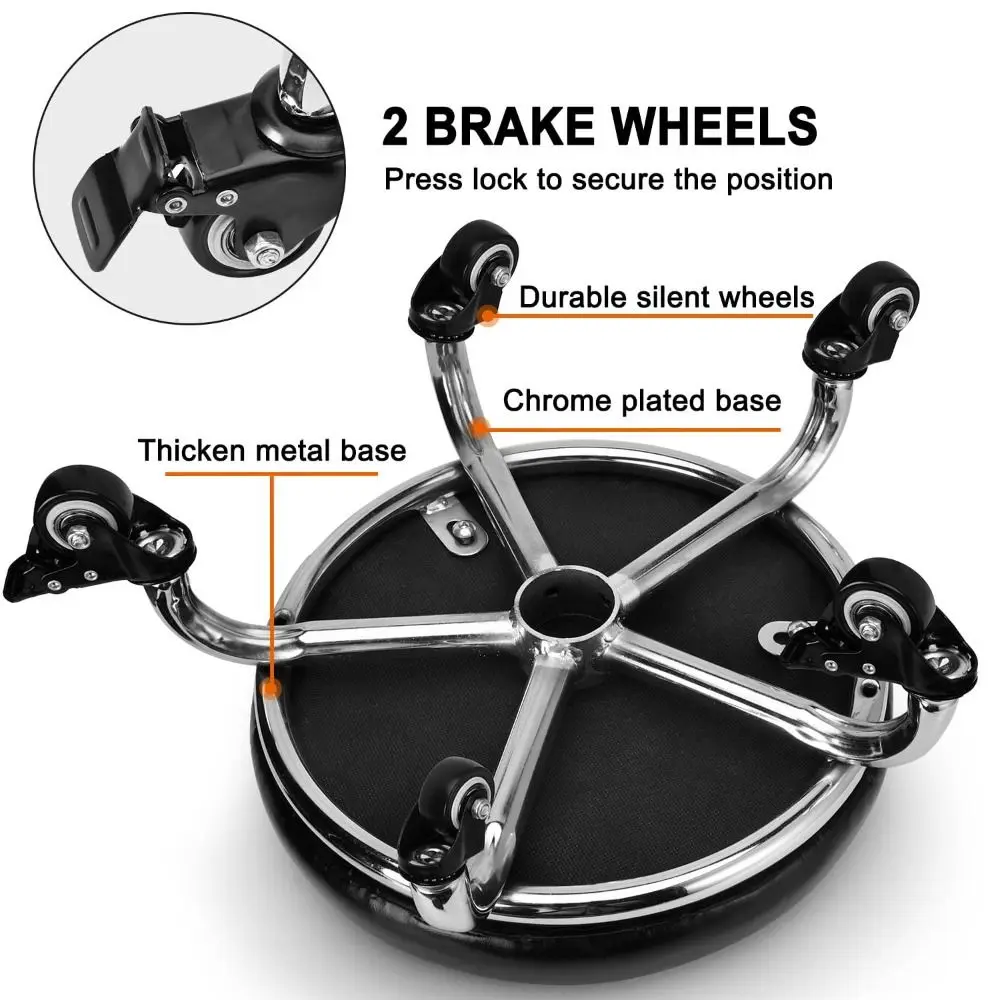 PU Leather Rotating Rolling Stool 360 Degree Rotating Universal Wheel Round Stool With Wheels Sturdy Height Weight Capacity