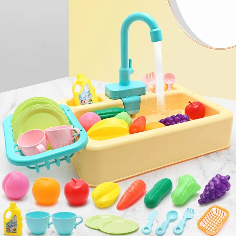 Dish Wash Toy Kitchen Toy PlayHouse Toy Role-playing Toy Sink Toy Dishwasher Playing Toy With Running Water Montessori