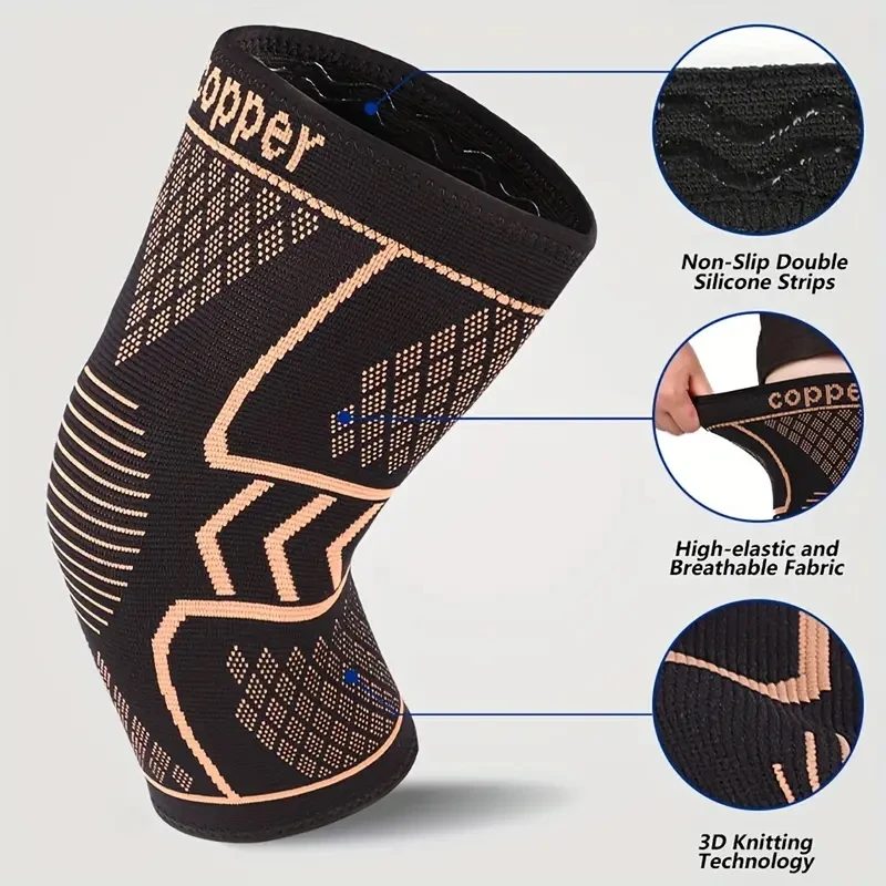 2pcs Copper Fiber Knee Brace - Breathable Knee Pad, Stabilizing Knee Support for Patella, Design and Daily Use, Knee Wraps