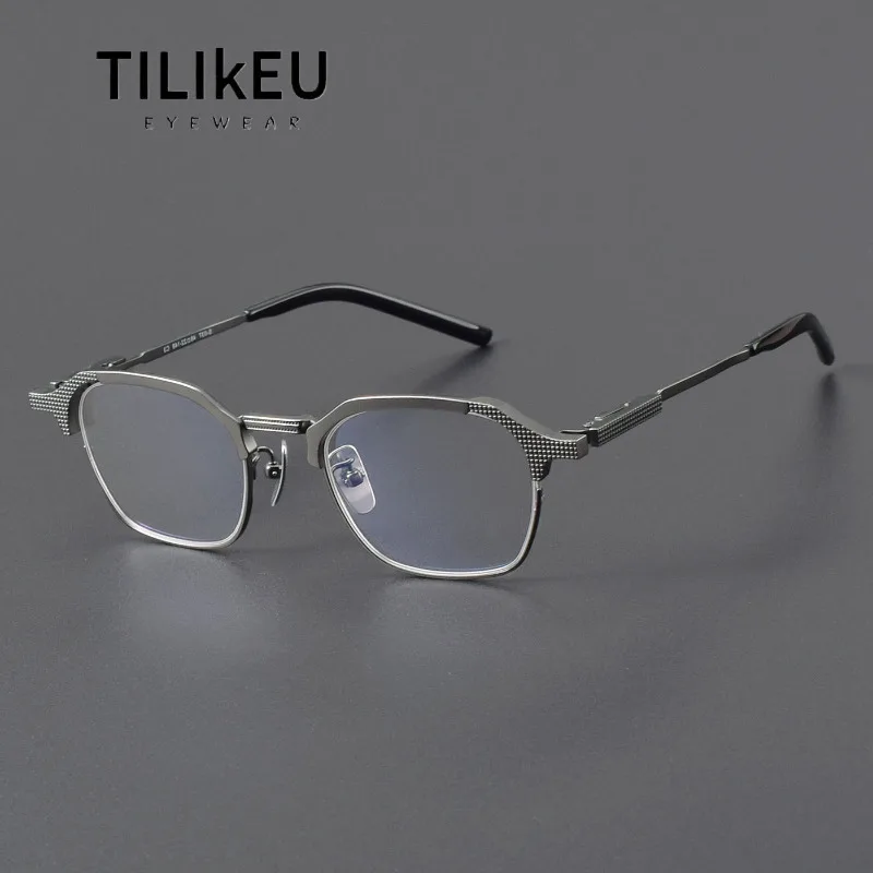 

High Quality Pure Titanium Glasses Frame Business Men's Retro Square Prescription Eyebrow Frame Men Eyewear Eyeglasses Spectacle