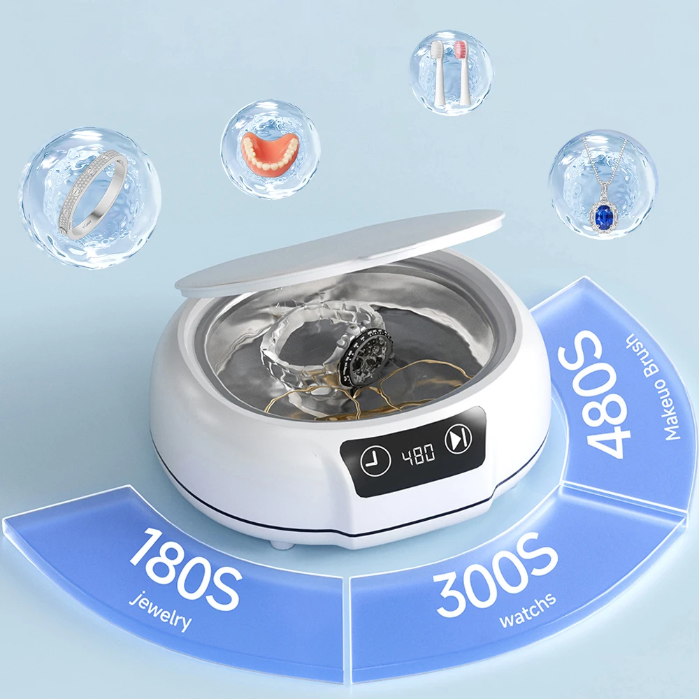 KUNPHY 700ml 초음파 세척기, 보석, 부품, 안경, 매니큐어 스톤, 커터, 치과용 면도기, 브러쉬 등 용품 세척 타이머