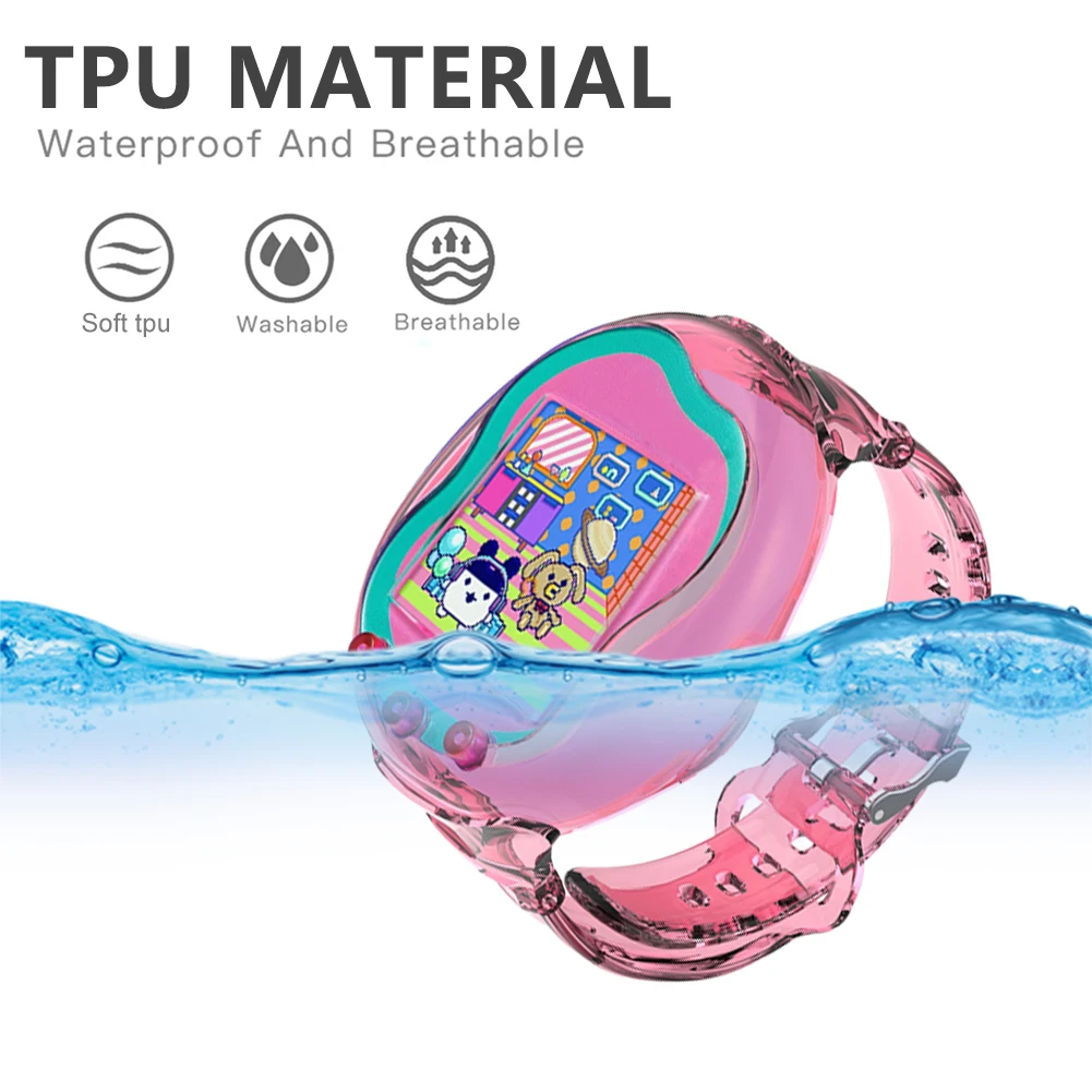 TPU Wristband Adjustable Protective Case for Tamagotchi Uni Shockproof Anti-Drop Wrist Strap Washable for Kids 6.3-8.85in