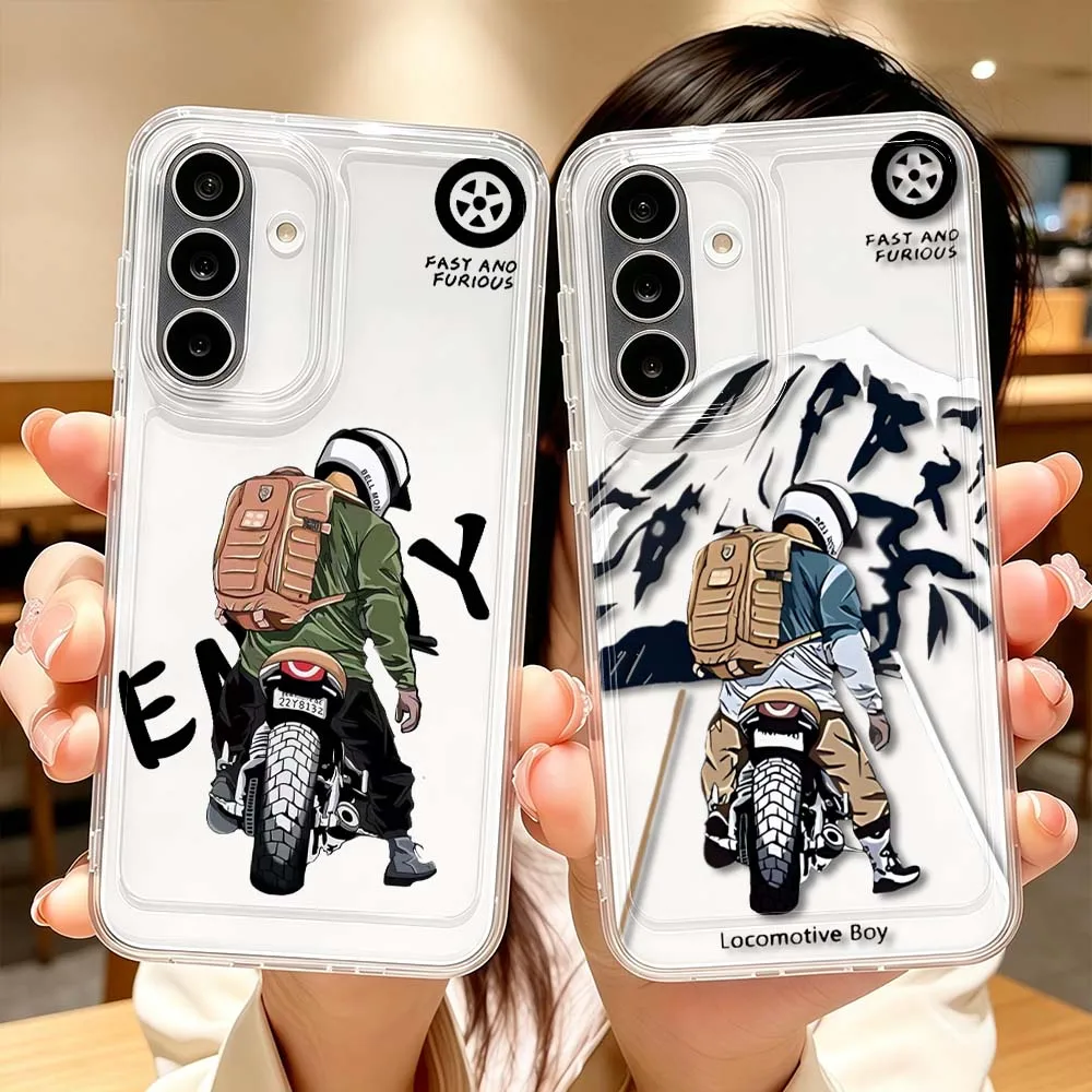 Motorcycle Mountain Traveler Phone Case For Samsung Galaxy A71 A57 A56 A55 A54 A53 A51 A17 A16 A07 A06 A05 Transparent Cover
