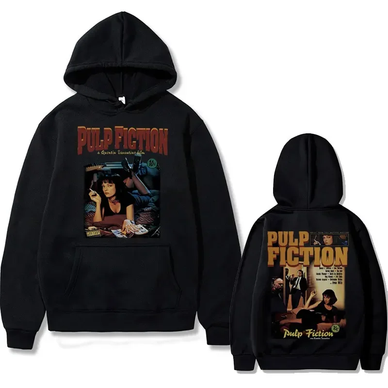 Movie Pulp Fiction Mia Wallace Print Hoodie Quentin Tarantino Hoodies Men Casual Loose Sweatshirt Male Gothic Oversized Hoodies