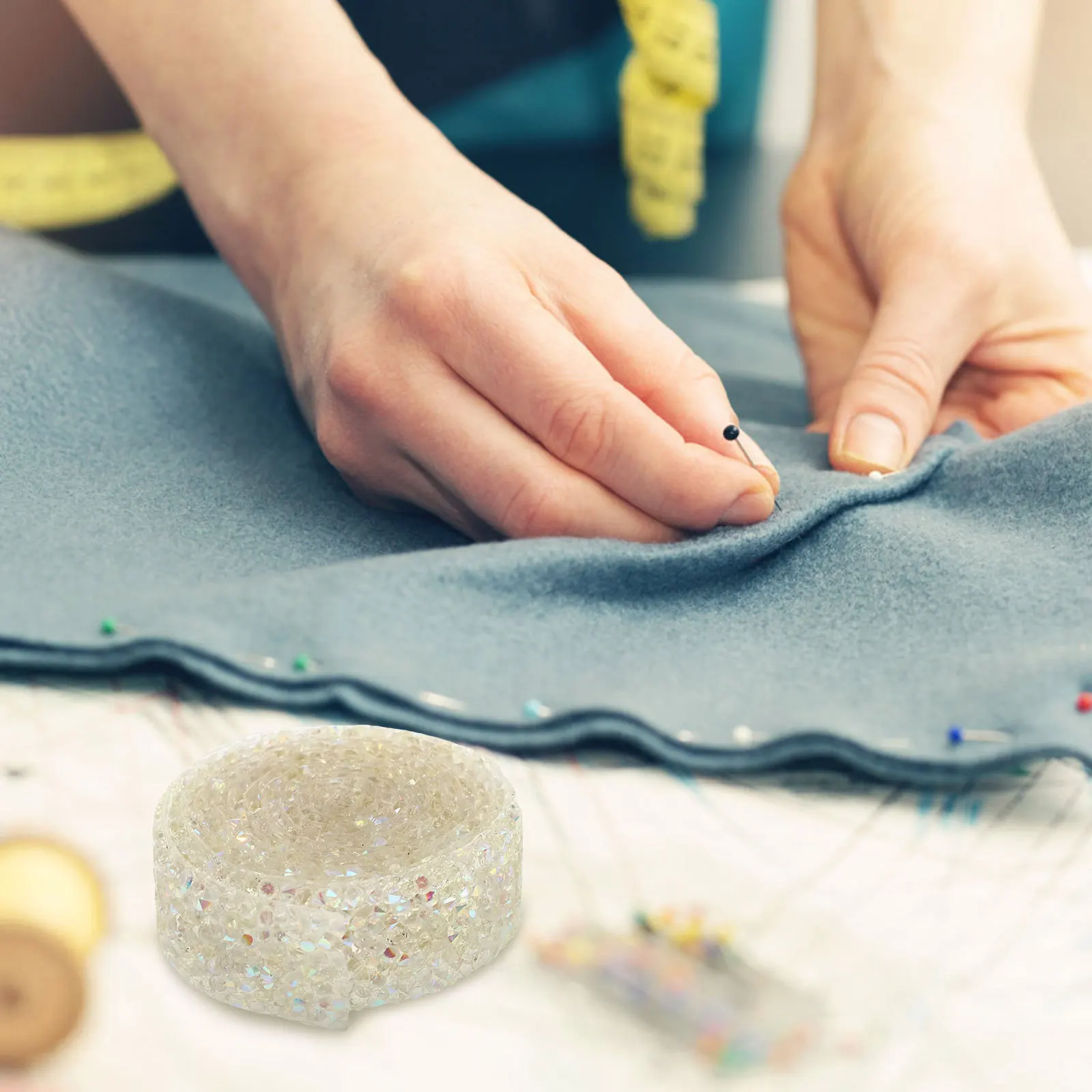 

Self-Adhesive Resin Rhinestone Ribbon DIY Crafts Tape High-Temperature Resistance Portable Gift for DIY Enthusiasts