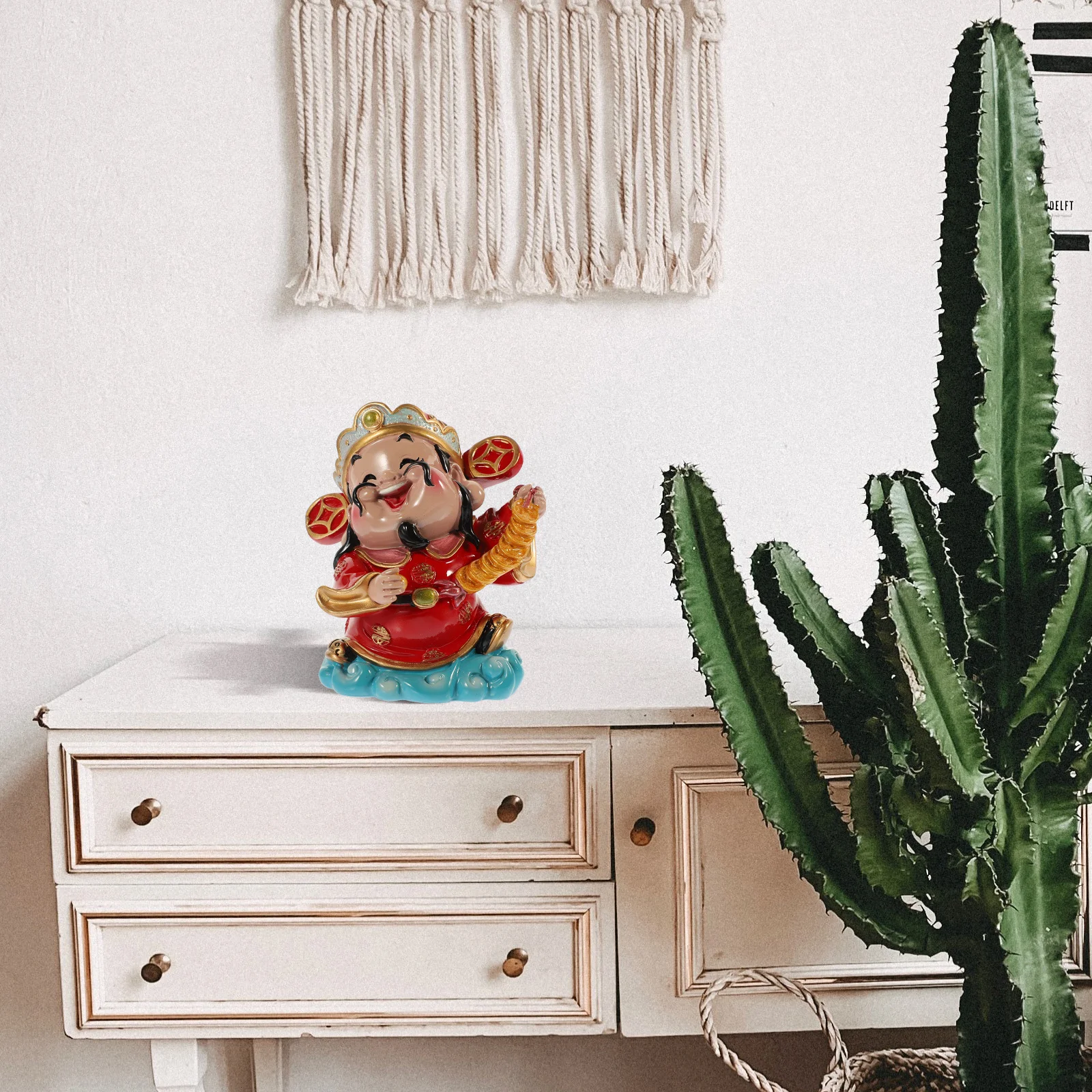 

Resin God Statue Chinese Style Desktop Ornament Meaningful Wealth Decorations For Home Office Living Room Decorative
