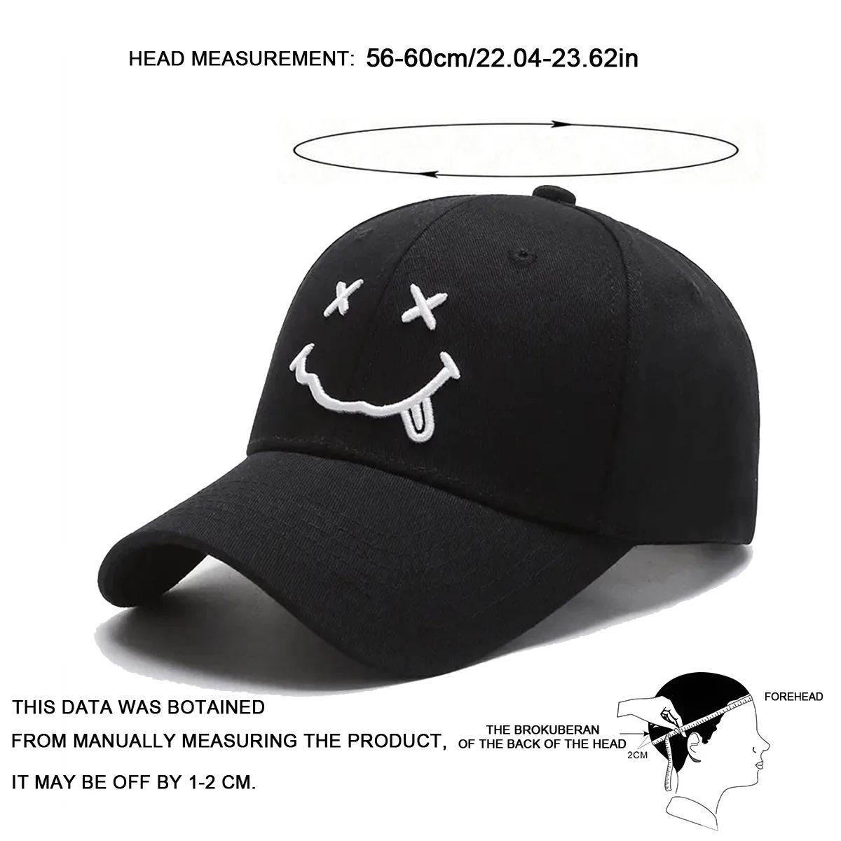 Unisex Smiling Face Embroidery Baseball Caps Spring Autumn Outdoor Adjustable Casual Hats Sunscreen Hat