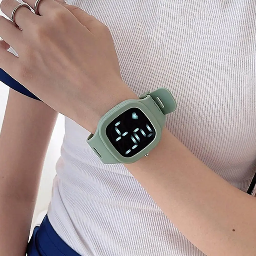 New Outdoor Sports Colour Electronic Watch Led Digital Square Watch Silicone Strap Women Men Student Wrist Watches