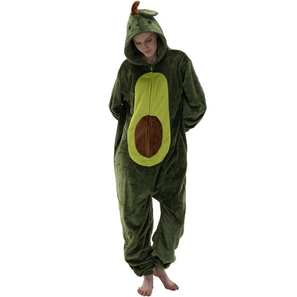 Slim Avocado Adult Onesie Food Halloween Party Costume One Piece Cosplay Suit for Adults Women and Men Sleepwear Homewear