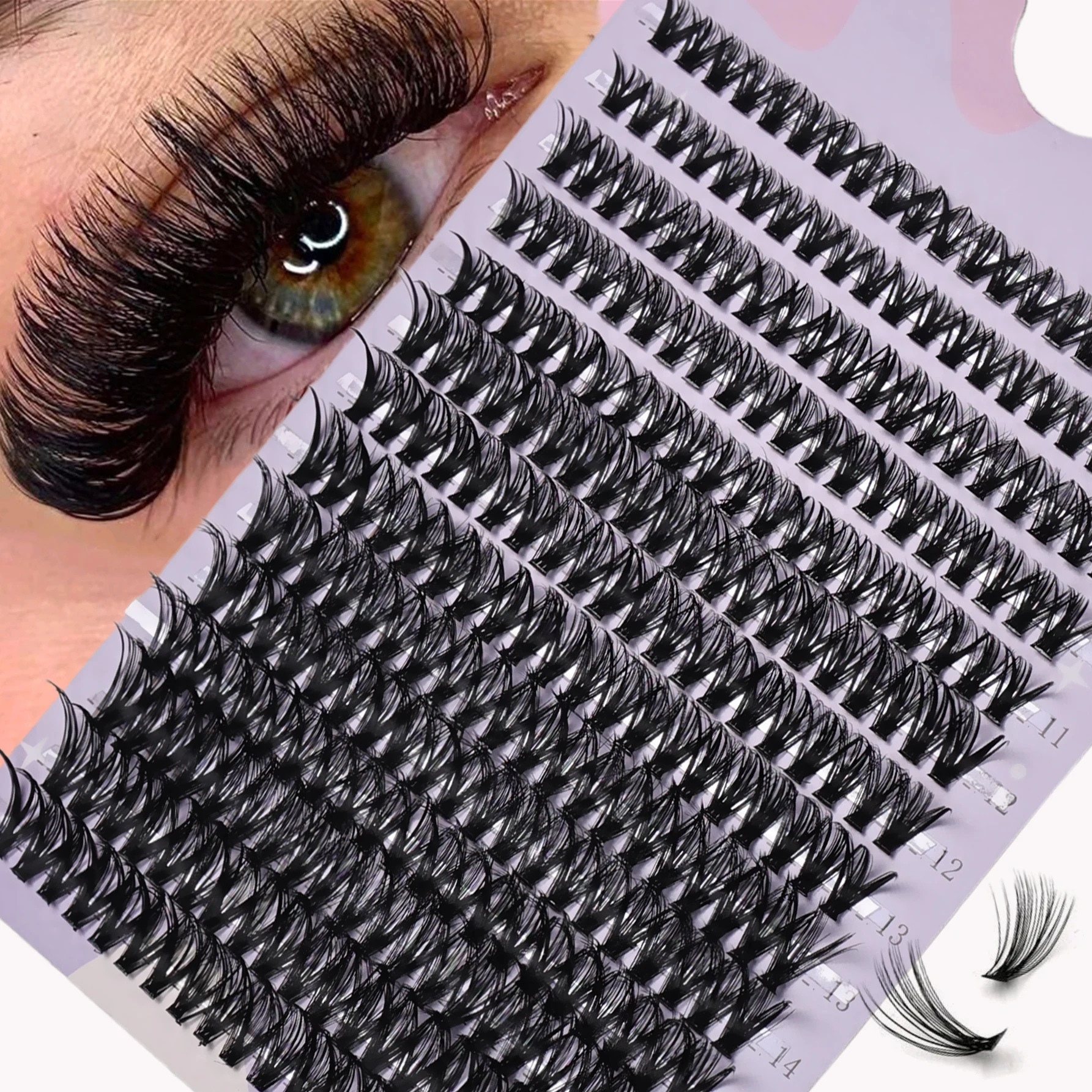 280 Cluster 40D Wimpern Cluster 0,07 mm D Curling 9–16 mm Mix natürliche Wimpernverlängerung 3D Volumen individuelle Wimpern Cluster