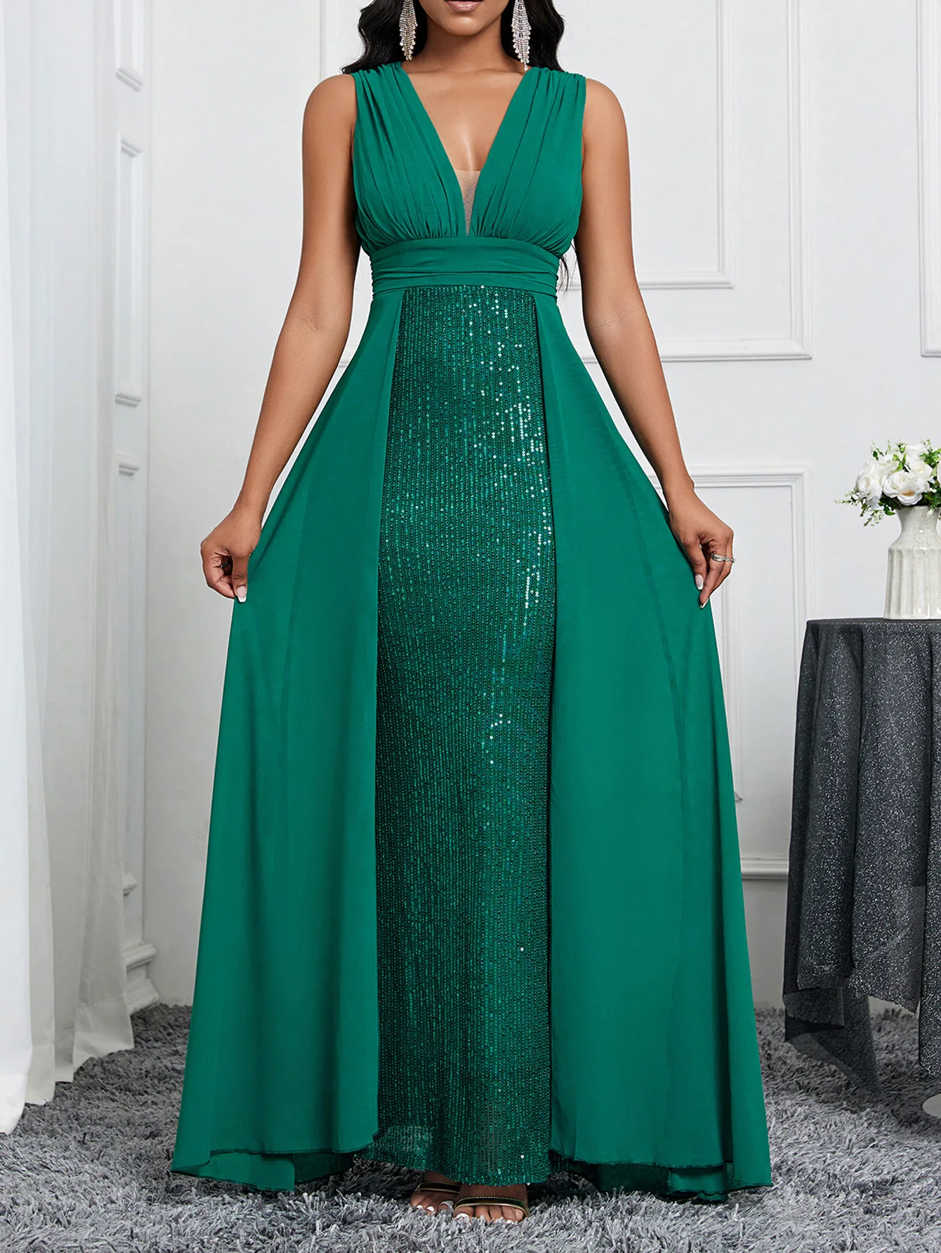 Nieuwe Vrouwen Sequin Mesh Jurken Borduren Zeemeermin Avondjurk Formele Korte Mouw Elegante Partij Prom Jassen Nieuwe Lange Jurken