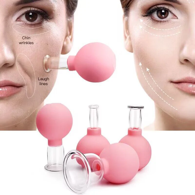 1PC Blue Pink Vacuum Cupping Cups PVC Head Glass Suction Body Massage Family Meridian Acupuncture Chinese Medical Therapy Jar