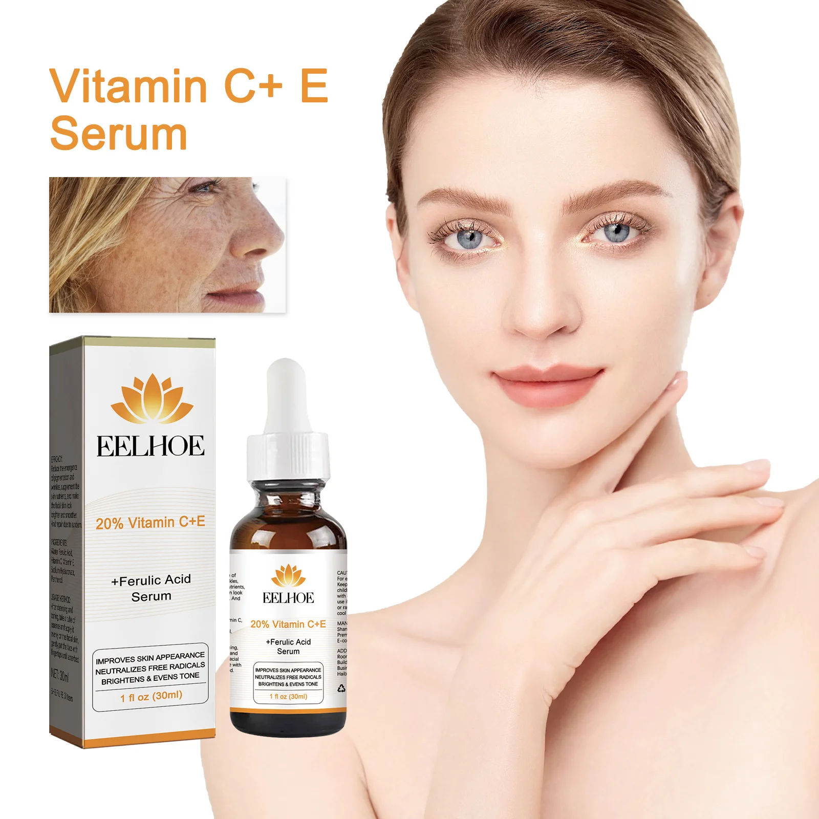 Vitamin C+E Essence Set Facial Anti Wrinkle Serum Improve Dullness Prevent Skin Dryness Whiten And Moisturize Face Care Products