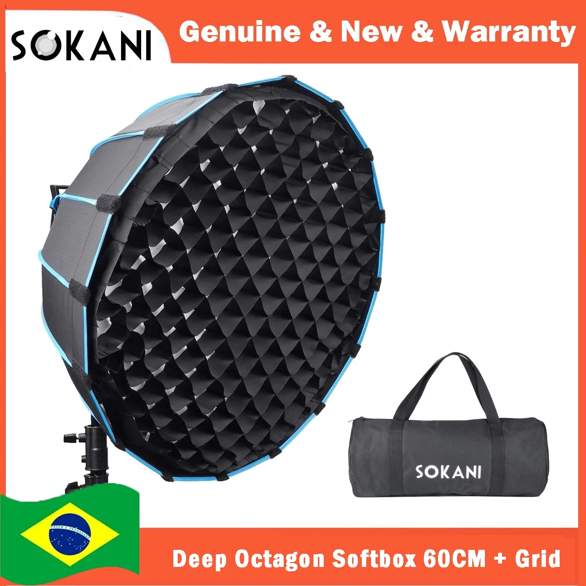 【DO BRASIL】Sokani Deep Octagon Softbox 60CM with Grid for Sokani X100 X60 Colbor CL60 Amaran 300c 200xs Godox Bowen Mount Light