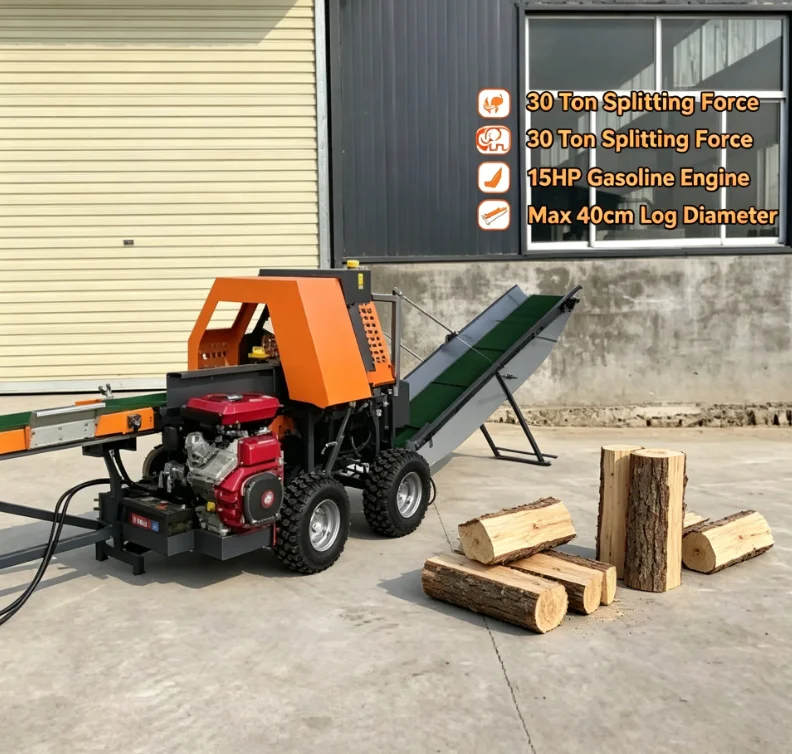 Customized Forestry Machinery High Quality 30T Wood Processor Wood Splitting Machine Log Processor Automatic Firewood Processor
