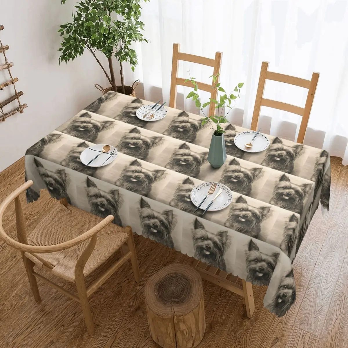 The Adorable Yorkshire Terrier Dog Tablecloth Restaurant Kitchen Rectangular Tablecloth Tablecloth Outdoor Dining Table Cover