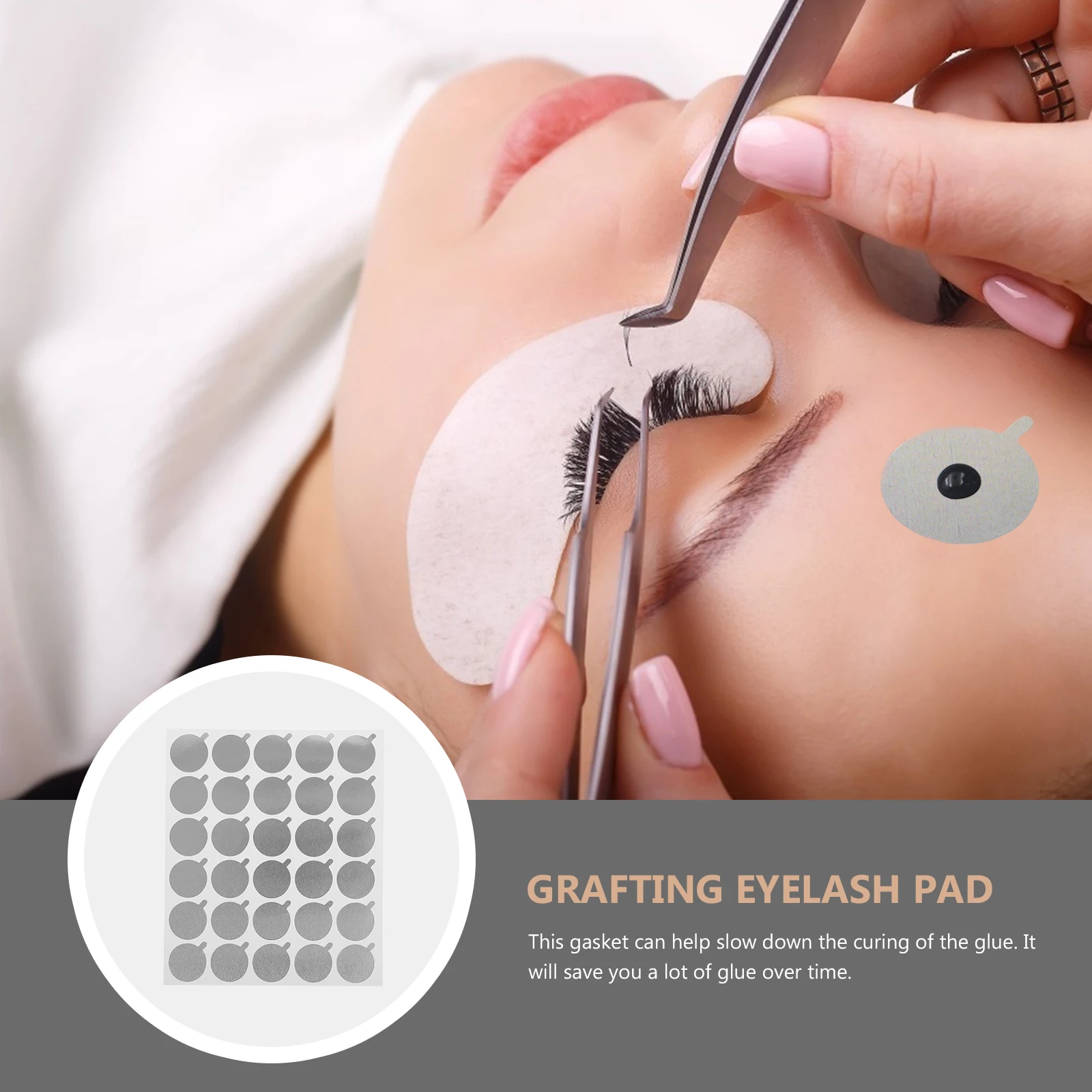 

900pcs Eyelash Grafting Gasket Disposable Lash Pad Silver Small Size For Beauty Salon Eyelash Graft Pallet Tools